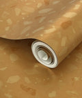 Modern Terrazzo Gold Metallic Wallpaper For Living Room Accent Wall Eco Friendly Vinyl Wall Covering Class A Fire Rated Paste The Wall Application Next Level Home Decor Made In Usa slick finish rolled up.