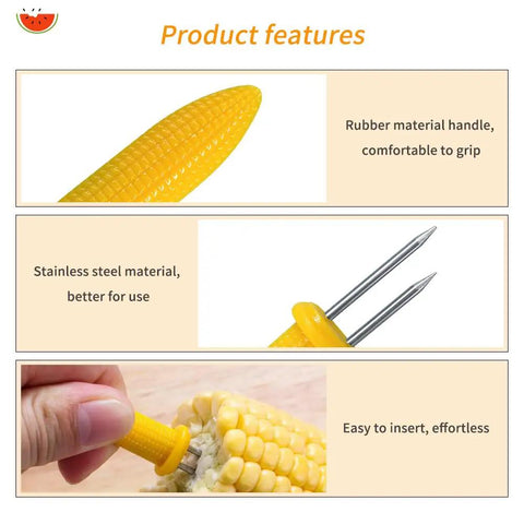 Stainless Steel Corn On The Cob Holders Set Of Ten For Grilling Easy To Grip Skewers For Barbecue Two Point Three Six Inch Forks details
