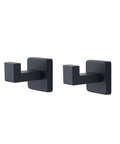 Hefty Matte Black Wall Mount Coat Hook Set Stainless Steel Solid Grip Rack With Peel Stick Glue For Bathroom Kitchen Stuff Home Storage Easy Peasy Install Compact Space Saver, showing two modern hooks.