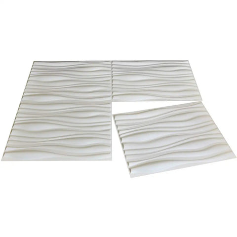 Decorative 3D Wall Panels Dope Wave Design 31.5 x 24.6 Matte White 6 Pack Lightweight Fire Resistant PVC Tiles
