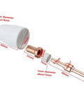 Premium Plasma Cutter Consumables Kit For PT-31 And PT-40 Torch Plus CUT-50 ceramic nozzle and copper components with dimensions.