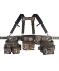 Three Bag Tool Bag Set With Suspenders In Mossy Oak Camo Heavy Duty 1680D Poly Fabric LoadBear Stretch Suspension For Comfort Infinity Belt