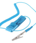 Adjustable Anti Static Wrist Strap Kit Ten Pack For ESD Protection And Grounding, featuring blue band and coiled cord with clip.