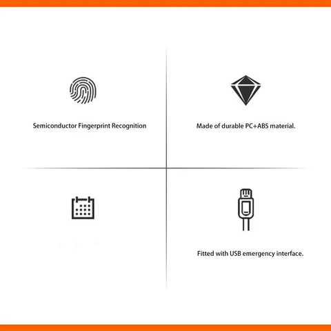 Diagram highlighting features of the Fingerprint Cabinet Lock With Biometric Keyless System For Home And Office Half Second Unlock 360 Degree Detection Durable PC Plus ABS For Child Safety And Secure Storage.