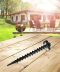 Heavy Duty Plastic Tent Stakes 20cm 4 Pack Windproof Camping Beach Anchors For Tents Durable Screw Design on wood table