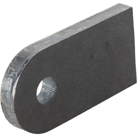 Badass Weld On Chassis Tabs Featuring Three Eighth Inch Center Holes Crafted From Heavy Duty Quarter Inch Steel. Close-up view of a chassis tab.