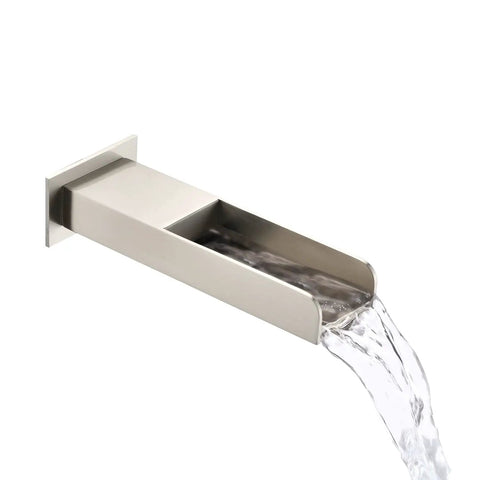 Shower Faucet Set With Waterfall Tub Spout And Rainfall Head Wall Mounted 10 Inch Rain Shower System Brushed Nickel tub spout
