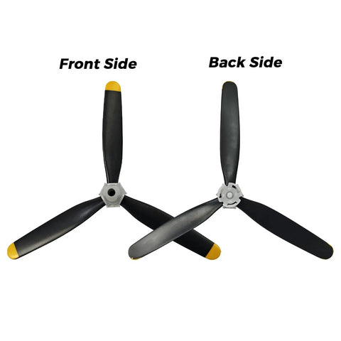 Front and back view of High-Performance 3-Blade RC Plane Propeller Set for F4U Corsair 500mm Brushless 4-Channel Airplane