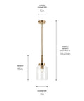 Top Shelf Champagne Bronze Mini Pendant Light With Clear Glass Shade For Kitchen Island, 15in height, adjustable drop chain.