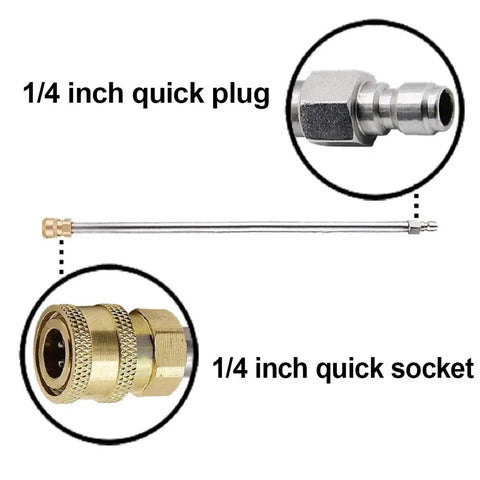 Pressure Washer Extension Wand 17 Inch Stainless Steel Lance With One Quarter Inch Quick Connect Brass Fittings 2 Pack Pro Grade Universal Fit For Pressure Washer Guns Surface Cleaners And Water Brooms
