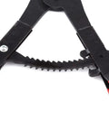 Close-up of spring locking mechanism on Heavy Duty Pro Grade Snap Ring Pliers Set With Internal And External Circlip Pliers 16 Inch Tool Kit
