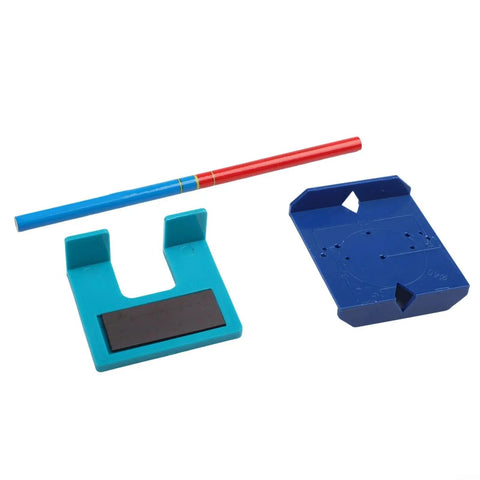 Cabinet Hinge Mounting Clamp With 2mm Precision Alignment for quick and DIY friendly door panel setup, includes blue and red parts.