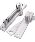 Premium Heavy Duty 360 Degree Concealed Pivot Hinge Made From Superior Stainless Steel For Ultimate Smooth Hidden Door Rotation and Solid Murphy Style Locking Placement On Any Wood Entry Or Interior Setup showing hinge components.