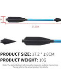 12 Piece Aluminum Crossbow Bolts With Removable Broadheads For Outdoor Shooting And Training image showing bolt dimensions