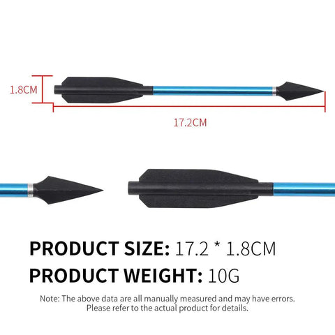 12 Piece Aluminum Crossbow Bolts With Removable Broadheads For Outdoor Shooting And Training image showing bolt dimensions