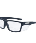 Rock Solid Safety Bifocal Glasses With Side Shields in black frames, 2.0 diopter clarity lenses, ergonomic design for comfort.