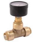 1 X 1 Inch Pressure Gauge Tee With Push To Connect Brass Plumbing Fitting, Easy Install for Checking Water Pressure in PEX Copper CPVC Systems