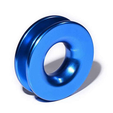 Blue aluminum snatch recovery ring for Four Pack Heavy Duty Green Synthetic Soft Shackle Ropes With 38000 Lbs Breaking Strength And 15000 Lbs WLL Plus Two Blue Aluminum Snatch Recovery Rings For Trailer Truck Snow Plow And Tree Straps Three Eighths And One Half Inch Winch Ropes