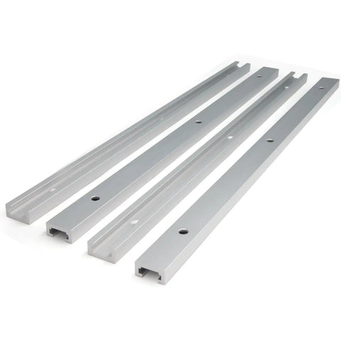 Rock Solid 400Mm T Track Slider Kit Aluminum Alloy Jig Rails With Pre Drilled Mounts And Self Tapping Screws on white background.