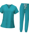 Nurse Scrub Set Uniform Top And Jogger Pants For Nurses Beauty Spa Salon And Pet Grooming Pros Blue Size S Machine Washable Easy Care All Day Comfort Workwear