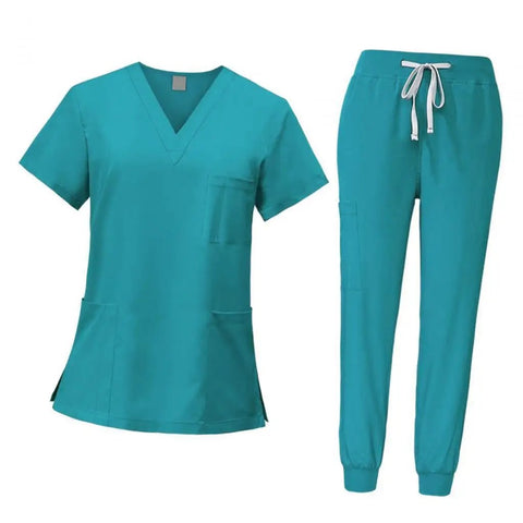 Nurse Scrub Set Uniform Top And Jogger Pants For Nurses Beauty Spa Salon And Pet Grooming Pros Blue Size S Machine Washable Easy Care All Day Comfort Workwear