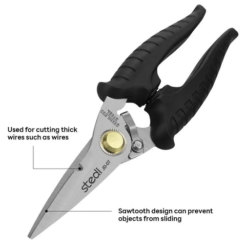 Heavy Duty Multi Purpose Shears With Tough As Nails Serrated Stainless Steel Blades And No Slip Comfort Grip for cutting thick wires