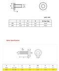 Nuts and bolts specifications diagram for 10 Pack M6 X 35 Millimeter Countersunk Hex Head Socket Cap Bolts Paired With Barrel Nuts.