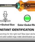 Gen 2 Amber Handles Hex Driver Set with 5.5mm laser-etched size and color-coded ring for easy identification.