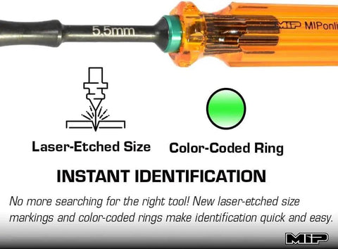 Gen 2 Amber Handles Hex Driver Set with 5.5mm laser-etched size and color-coded ring for easy identification.