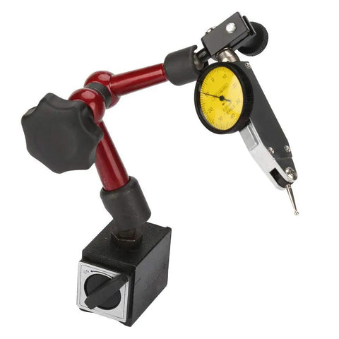 Workhorse Precision Dial Test Indicator With Flexible Arm And Rock Solid Magnetic Base for CNC setup and alignment, side view