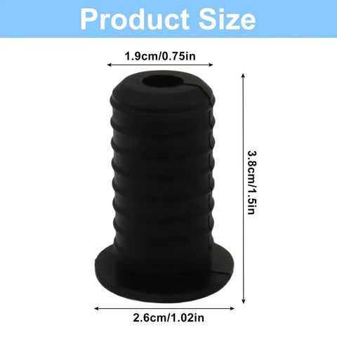 Get Your Cables Protected With These Super Durable 3/4 Inch Black Cable Grommets Made From Silica Gel For Outdoor Use And Extreme Pressure. size diagram of black silicone cable grommet, 3.8cm tall and 2.6cm wide