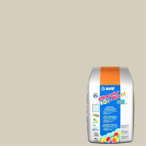 Ultracolor Plus FA Powder Grout 10 Lb Bag 14 Biscuit Color with DropEffect formula, shown in packaging