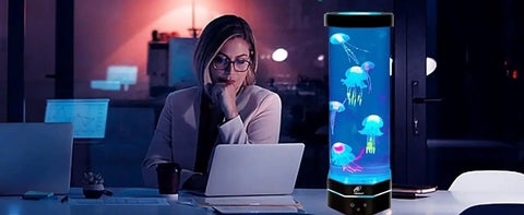 LED Fantasy Jellyfish Lamp With Color Changing Lights For A Chill Sensory Aquarium Mood Vibe 15 Inch Tall Dope Ambient Night Light for Adults on Office Desk