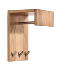 Heavy Duty Solid Wood Wall Mounted Coat Rack With Reinforced Metal Hooks displaying sturdy design and three hooks.