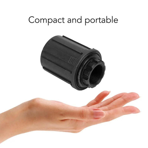 Durable Freehub Body for Mountain and Road Bikes 8 9 10 Speed Cassette Compatibility Chrome Moly, shown above a hand for scale.