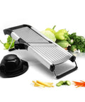 Adjustable Mandoline Slicer For Veggies And Fruits With Stainless Steel V Shaped Blade Guard And Cut Resistant Gloves