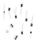 Automatic Tuner Kit 1.8 To 50 MHz HF Portable Tuner With OLED Display components including capacitors and coils arranged on white background