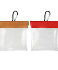 Lightweight Golf Tees Pouch With Clip Ball Bag Tee Holder Clear Storage Organizer for Outdoor Golf Gear, brown and red