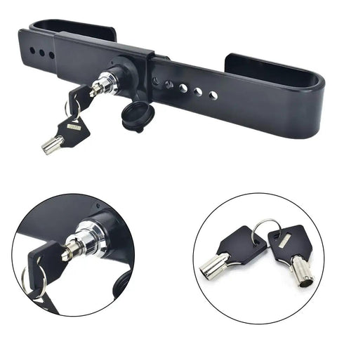 Heavy Duty Steel Cargo Door Lock For Trucks And Shipping Containers With 2 Tubular Keys Rubber Cover 9 To 18 Inch Adjustable Black
