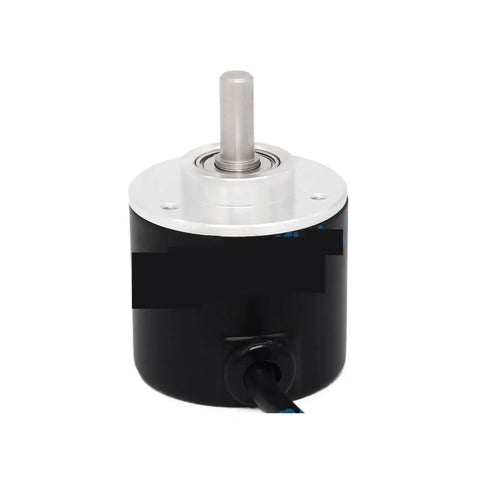 Front view of Magnetic Multi Turn Absolute Rotary Encoder With 4 To 20mA Analog Output 5400 Turns 8mm Hollow Shaft Rugged And Ready High Precision Industrial Feedback Sensor For Accurate Position Readings And Reliable Machinery Control.