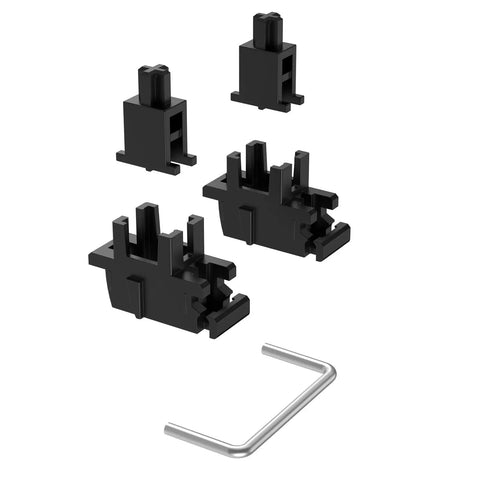 Hella Quiet Plate Mount Keyboard Stabilizers V3 With Pre Clipped Stem to Kill Wire Wobble in black for 2U, 6U, 7U keys.