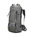 60L Waterproof Outdoor Backpack for Camping and Hiking, Durable Polyester Mountaineering Daypack With Ergonomic Straps on white background