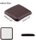 Heavy Duty Furniture Sliders For Carpet And Wood Floors 2 Inch Square Pads shown from multiple angles, 43mm size, brown color.