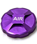 CNC Aluminum Mountain Bike Fork Valve Cover Upgrade Front Fork Cap Protector Beefed Up Lightweight Durable Alloy Shield for MTB Replacement Part High Strength Dust Proof Shock Resistant Easy Install Purper Purple Color showing top view