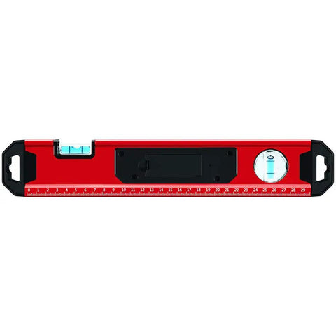 12 Inch Digital Level With Backlit LCD, High Accuracy Blue Vials For Vertical And Horizontal Readings, red casing, straight view