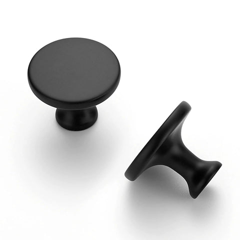 Ten Pack One And One Quarter Inch Matte Black Round Cabinet Knobs Zinc Solid Drawer Pulls For Cabinets Cupboards Dresser Closet