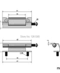 Heavy Duty Electric Switchgear Box Control Panel Door Pivot Hinge Hardware dimensions diagram for industrial automation.