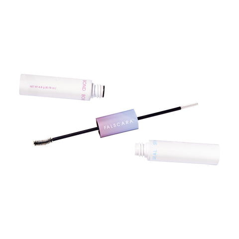 Double-ended All Day Lash Bond And Seal with Biotin and Vitamin E for Falscara Lashes, open tubes showing brush applicators.
