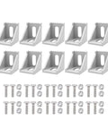Heavy Duty Aluminum Corner Brackets And L Shape Connectors With Screws And Nuts, 10 Pack displayed with hardware included