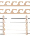 Horizontal Fishing Rod Holders Two Pack For Garage Or Ceiling Mounts In Antique White Bamboo Construction Space Saving Rack That Holds Up To Five Fishing Poles Easy Access Display For Basement Or Workshop